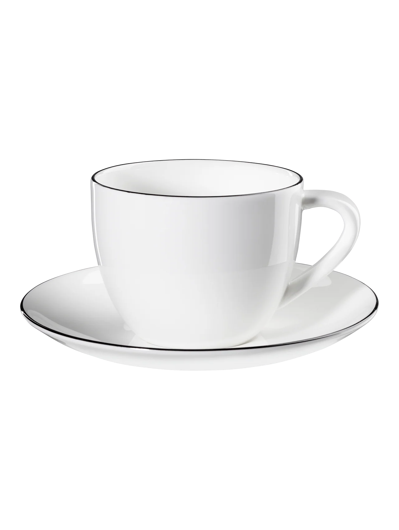 Set de șase cești și farfurii din porțelan Ligne Noire 250 ml