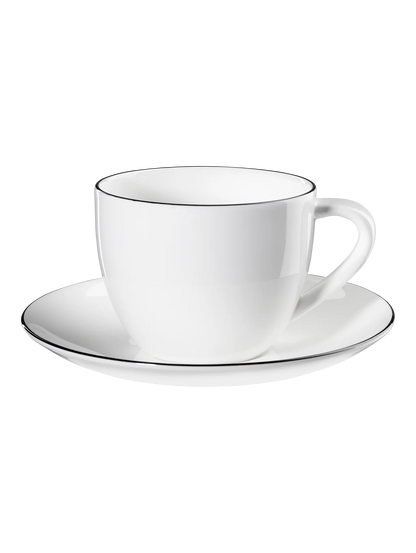 Set de șase cești și farfurii din porțelan Ligne Noire 250 ml