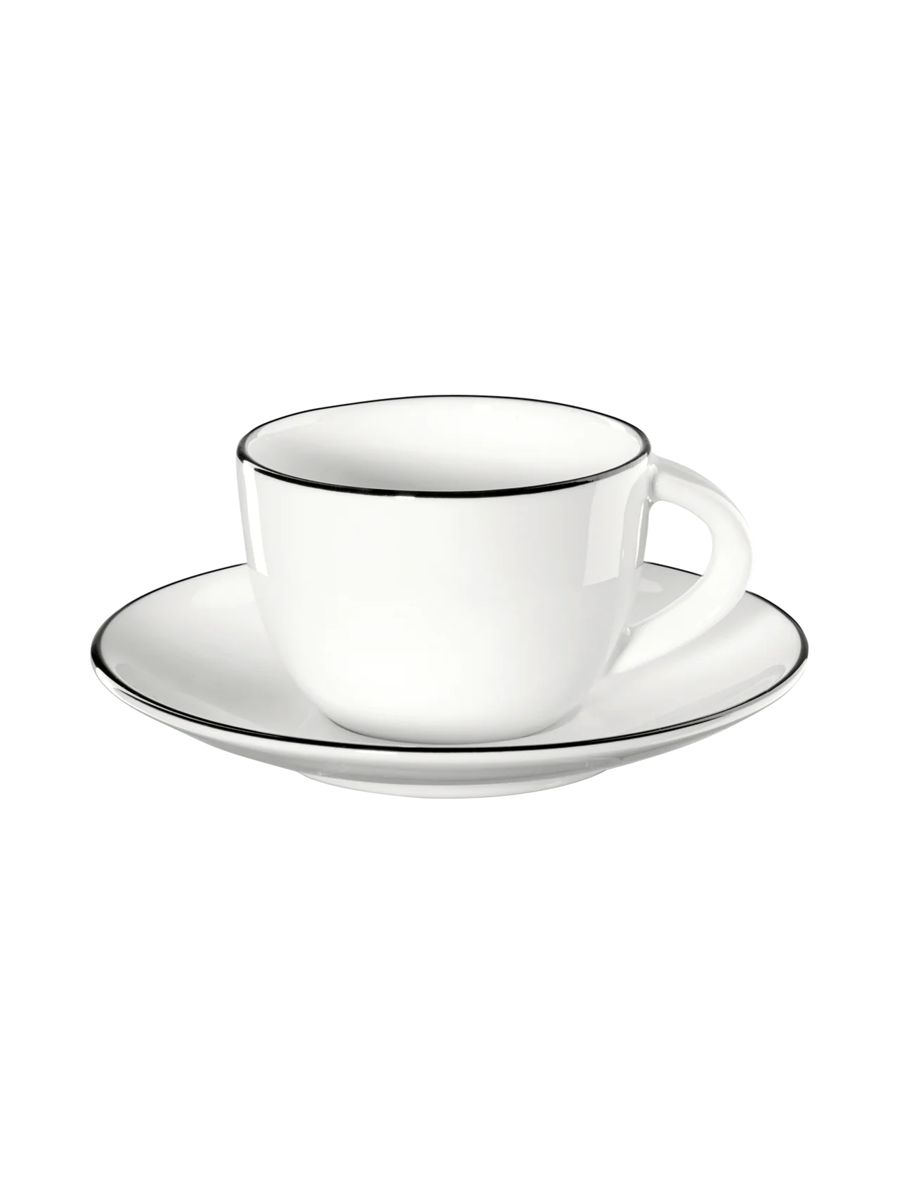 Set de șase cești și farfurii din porțelan Ligne Noire 70 ml
