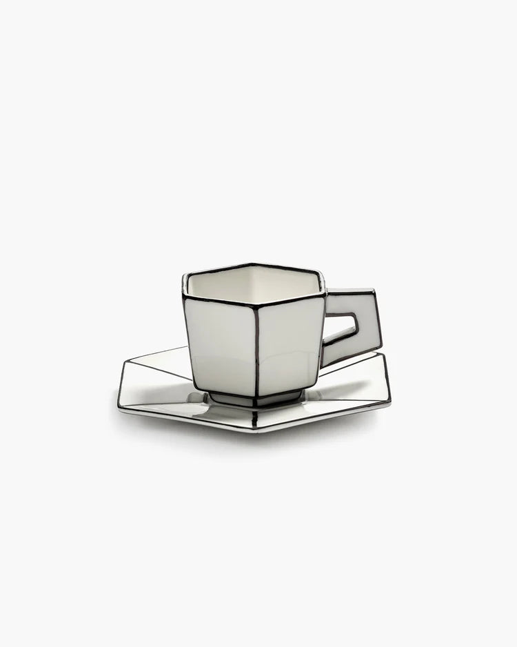 Set de două cești și farfurii Carte Blanche 90 ml