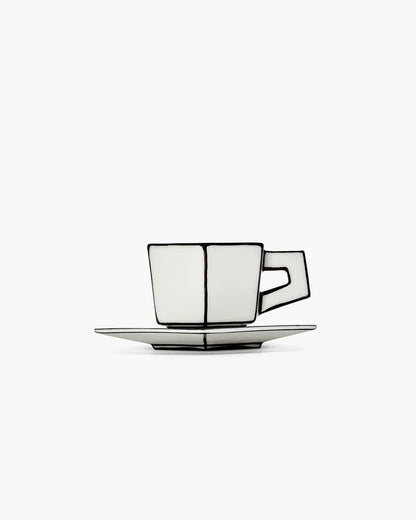 Set de două cești și farfurii Carte Blanche 90 ml