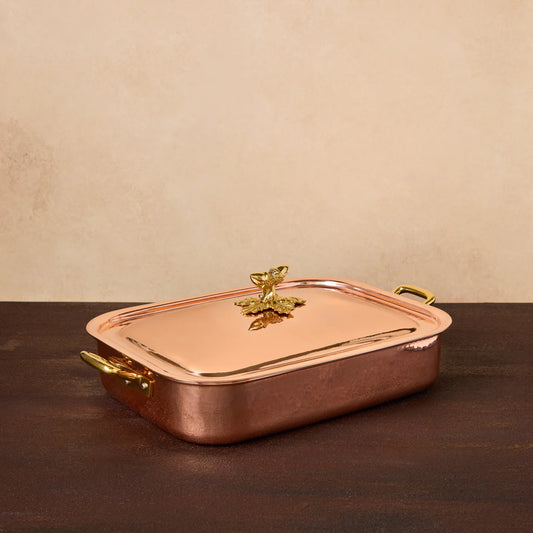 Tavă rectangulară din cupru cu capac