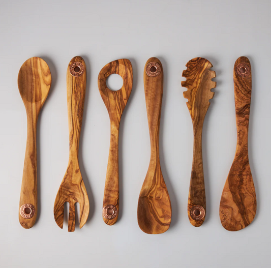 Set de șase ustensile din lemn de măslin