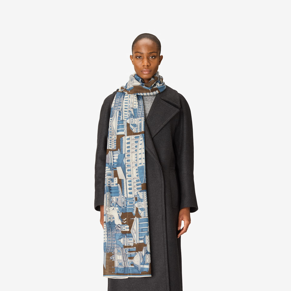 Eșarfă din lână și mătase Roma
