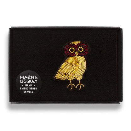 Brosă lucrată manual Bufniță