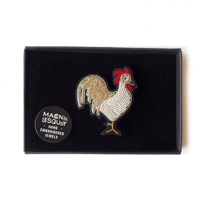 Brosă lucrată manual Cocoș